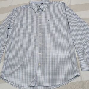 IZOD Men's Button Down Long Sleeve Dress Shirt Blue & Yellow XL
